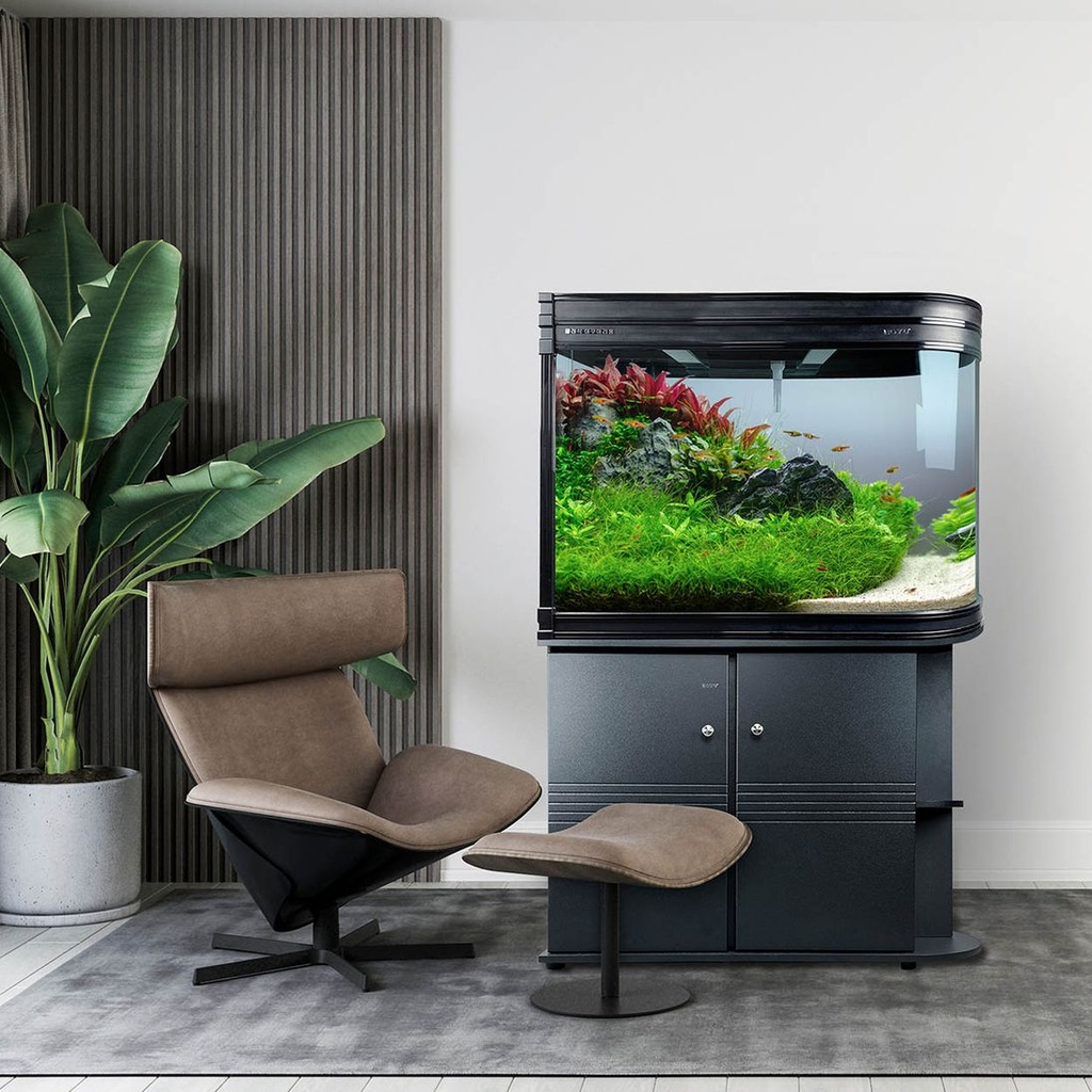 Acuario modernista forma de bala 184 L negro