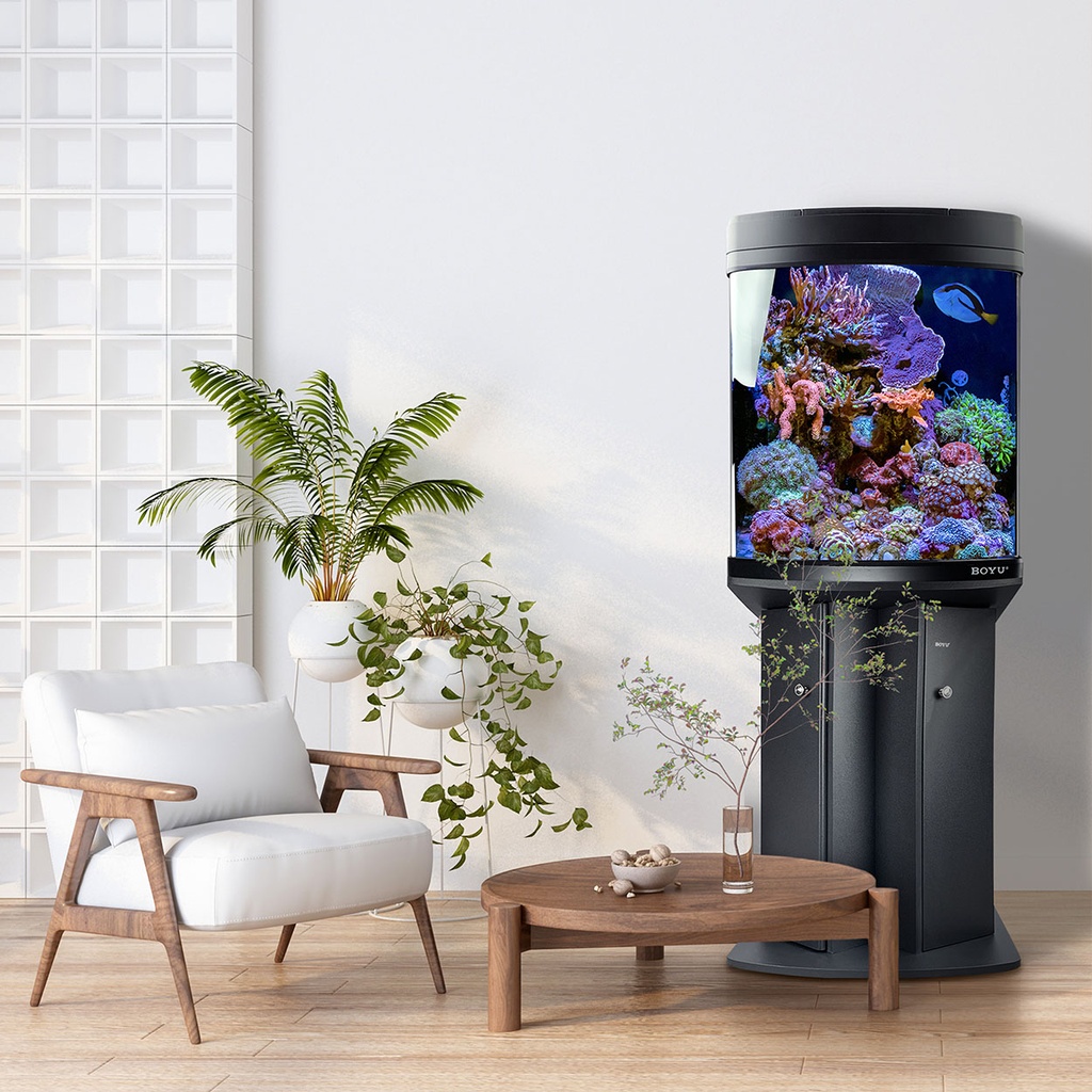 Acuario equipo arrecife 128 l, calentador, luz UV, espumador, LED, negro