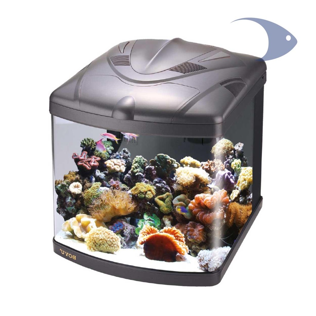 Acuario Cubo Equipo Marino 122 L, negro