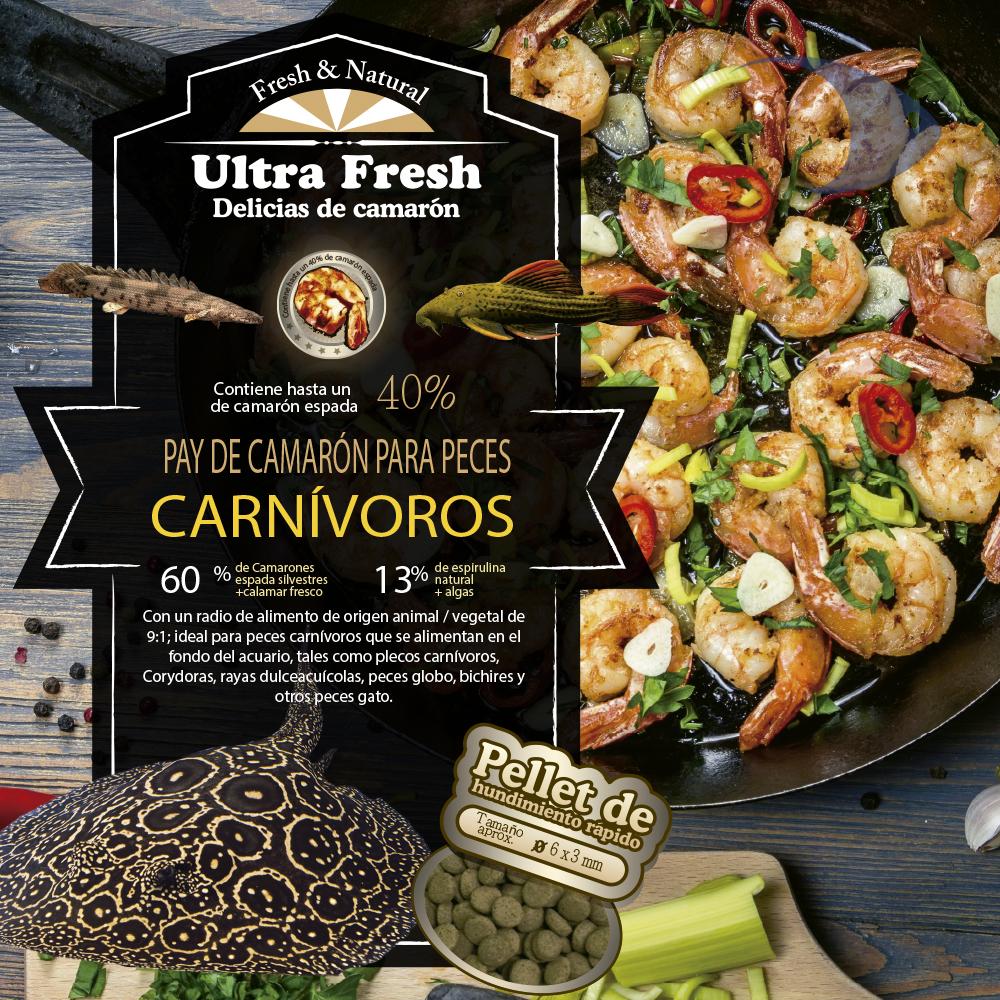 Alimento Ultrafresh para Peces Carnívoros Shrimp Pie 130 g